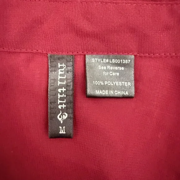 Full Tilt Sheer Burgundy Button-Down Blouse | Size M - Picture 9 of 10